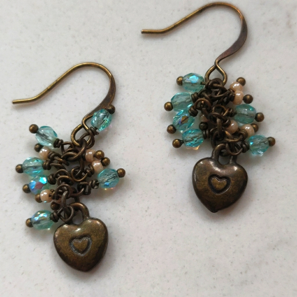 New heart charm and crystal earrings.